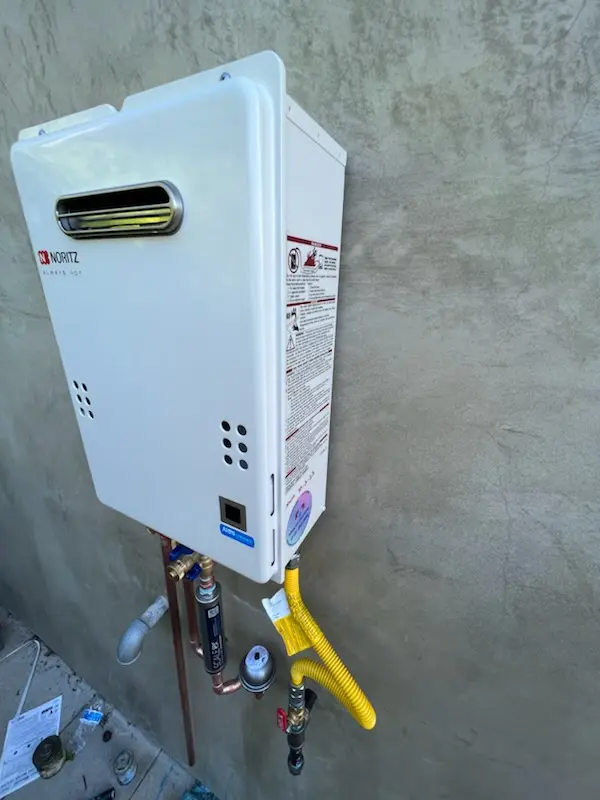Tankless water heater installation for Blue Goose homes